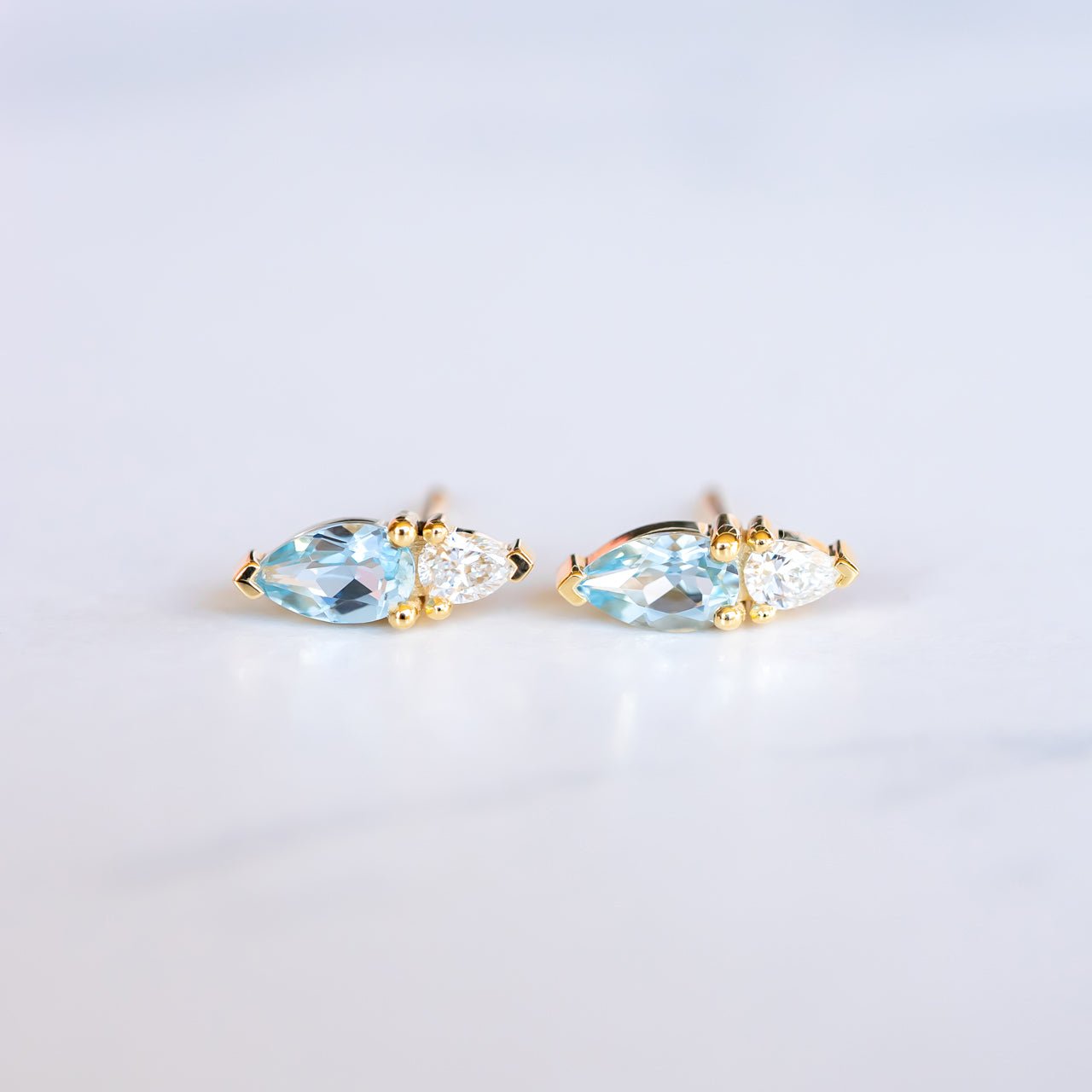 Petal Earrings – Aquamarine and Diamond Studs Raelyn Rose Jewellery