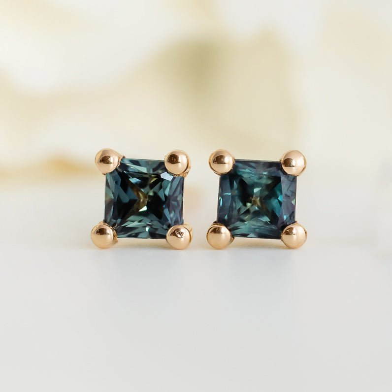 Mini Earrings - 3mm Square Sapphire