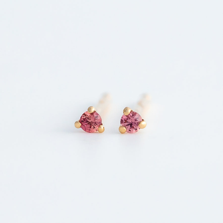 Mini Earrings - 1.5mm Pink Sapphire