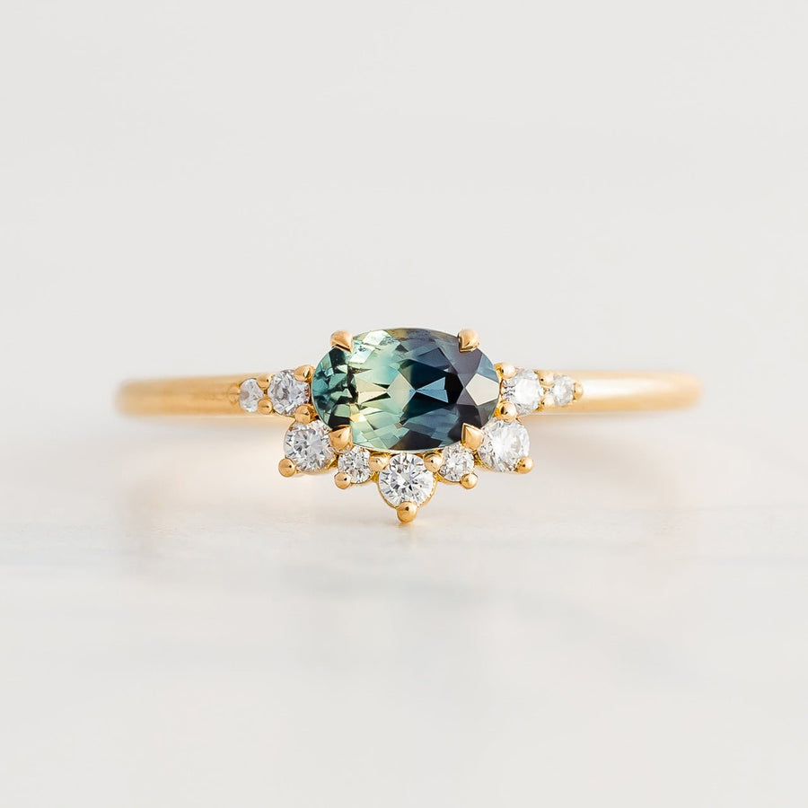 Half Lunar Ring - 0.65ct Oval Sapphire - Rings - Raelyn Rose Jewellery