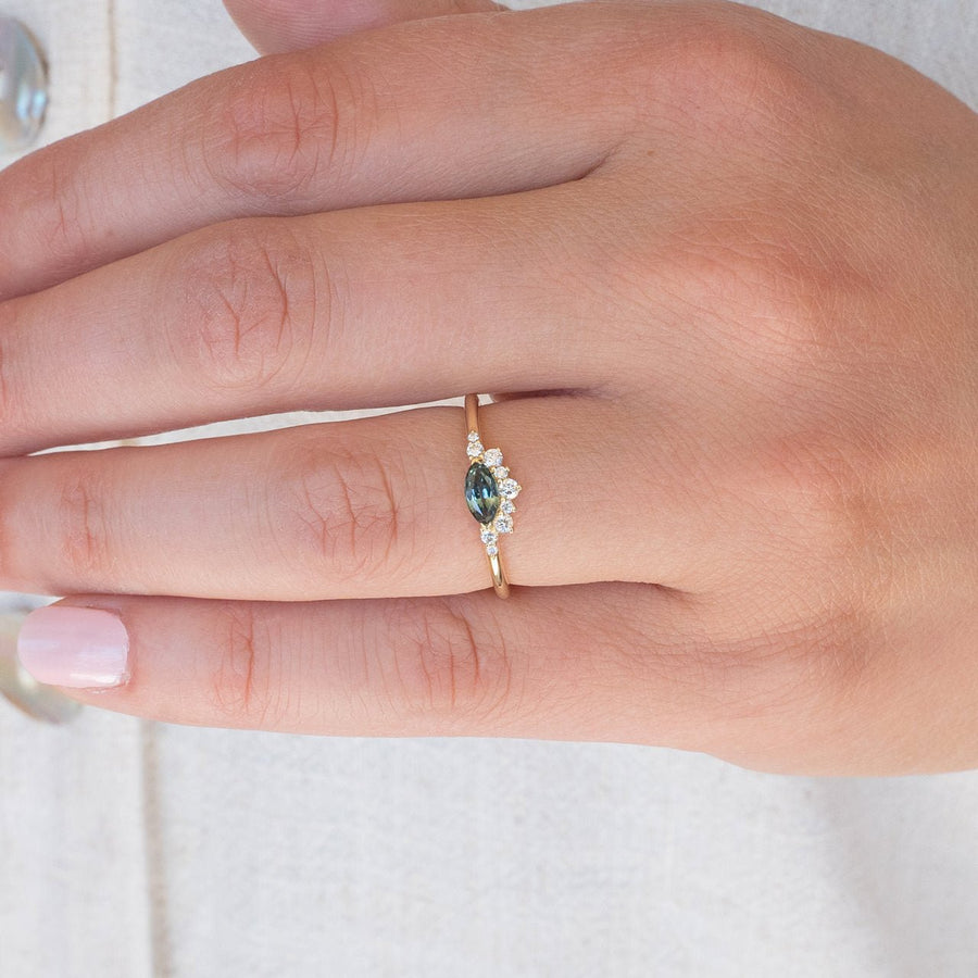 Half Lunar Ring - Marquise Sapphire - Rings - Raelyn Rose Jewellery
