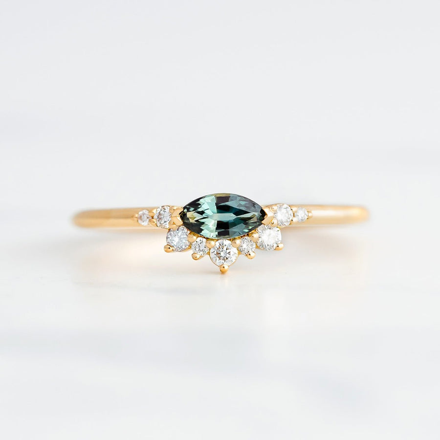 Half Lunar Ring - Marquise Sapphire - Rings - Raelyn Rose Jewellery