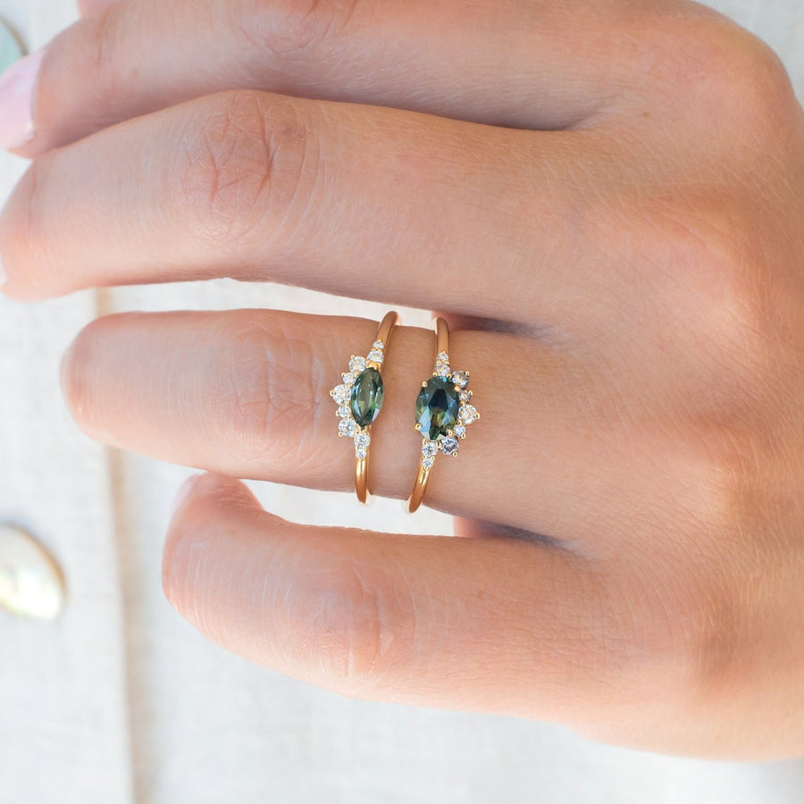 Half Lunar Ring - Marquise Sapphire - Rings - Raelyn Rose Jewellery