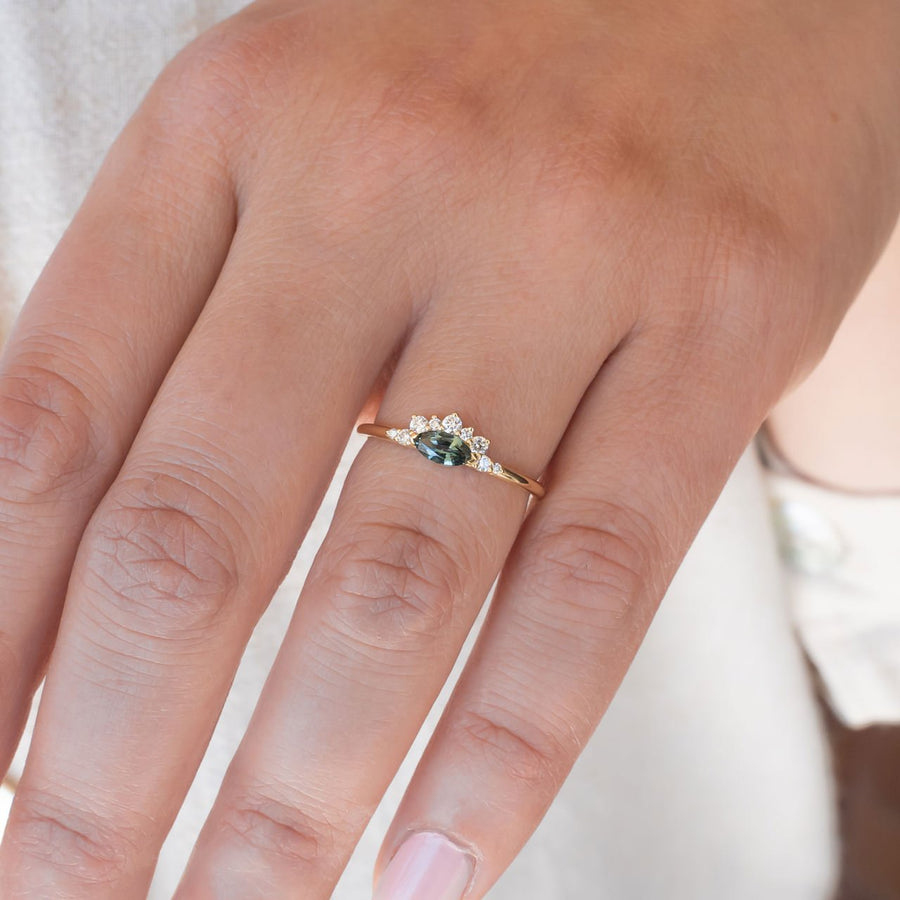 Half Lunar Ring - Marquise Sapphire - Rings - Raelyn Rose Jewellery