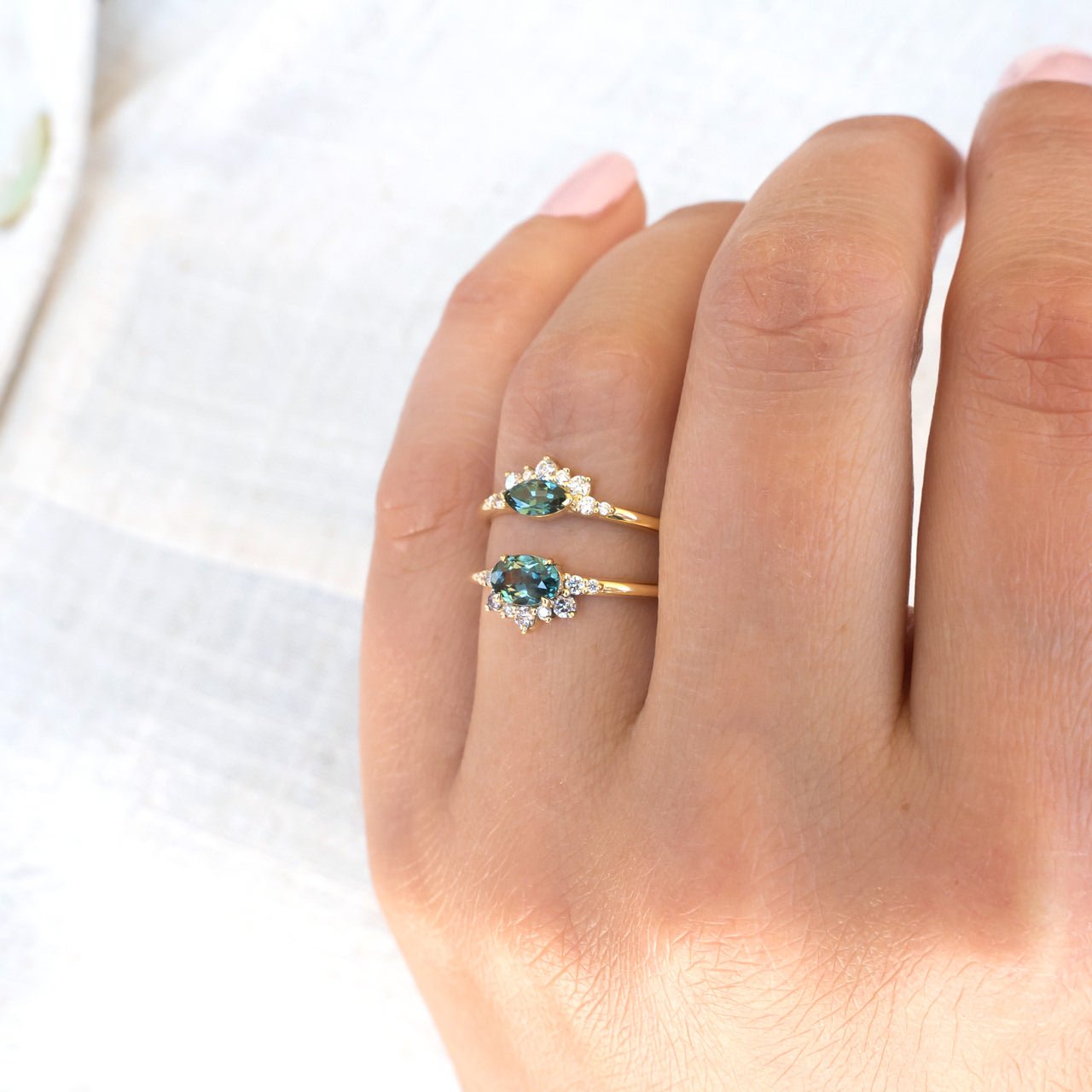 Half Lunar Ring - Marquise Sapphire - Rings - Raelyn Rose Jewellery