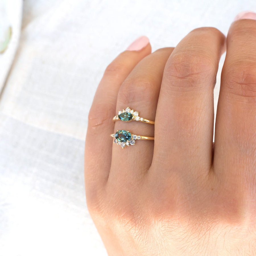 Half Lunar Ring - Marquise Sapphire - Rings - Raelyn Rose Jewellery