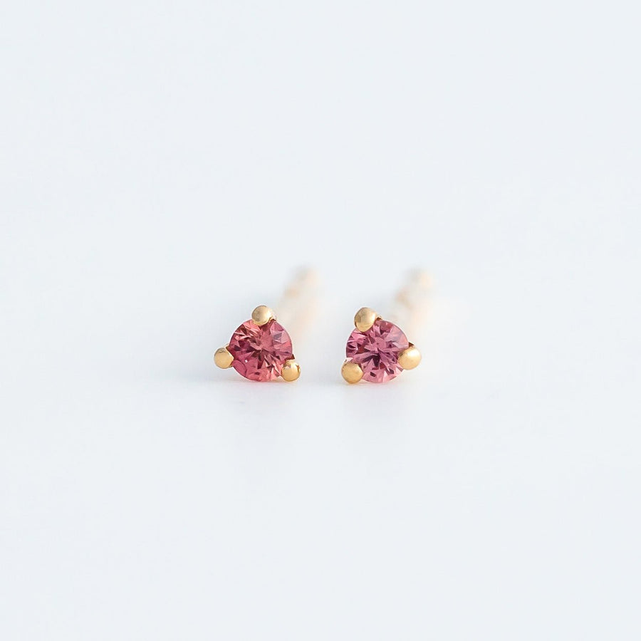 Mini Earrings - 1.5mm Pink Sapphire - Earrings - Raelyn Rose Jewellery