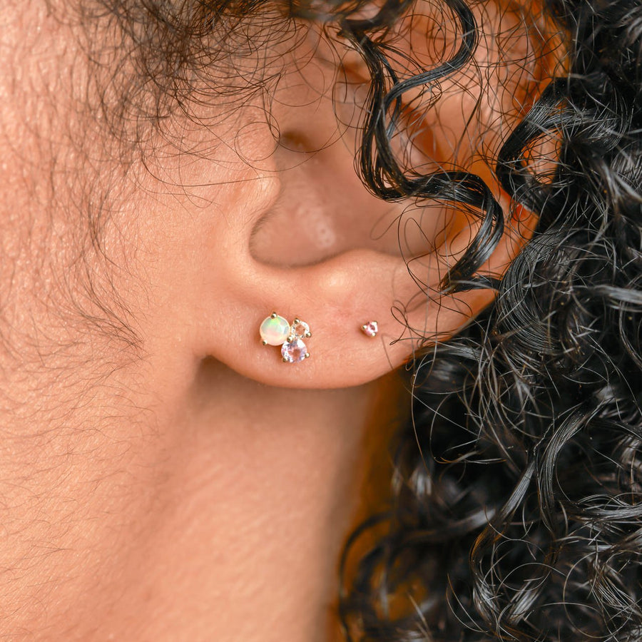 Mini Earrings - 1.5mm Pink Sapphire - Earrings - Raelyn Rose Jewellery