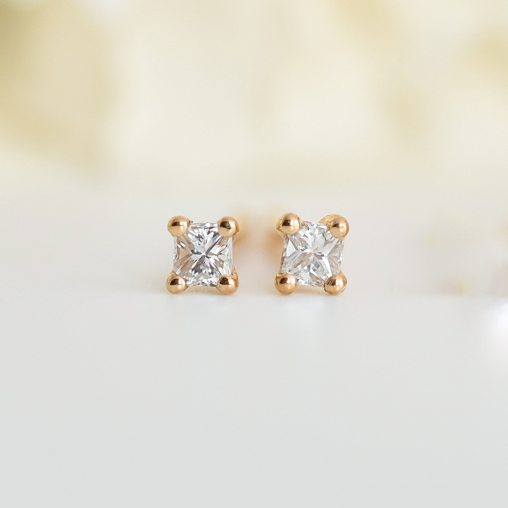 Mini Earrings - 2mm Princess Diamond - Earrings - Raelyn Rose Jewellery