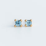 Mini Earrings - 2mm Square Aquamarine - Earrings - Raelyn Rose Jewellery