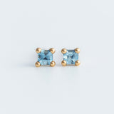 Mini Earrings - 2mm Square Aquamarine - Earrings - Raelyn Rose Jewellery