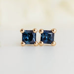 Mini Earrings - 2mm Square Sapphire - Earrings - Raelyn Rose Jewellery