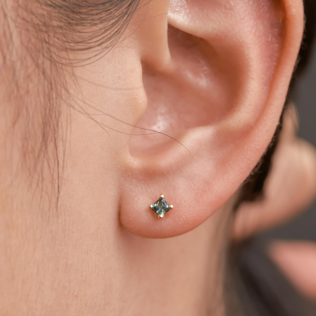 Mini Earrings - 3mm Square Sapphire - Earrings - Raelyn Rose Jewellery