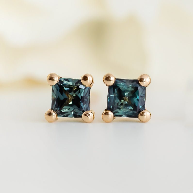 Mini Earrings - 3mm Square Sapphire - Earrings - Raelyn Rose Jewellery