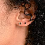 Mini Earrings - 3mm Square Sapphire - Earrings - Raelyn Rose Jewellery