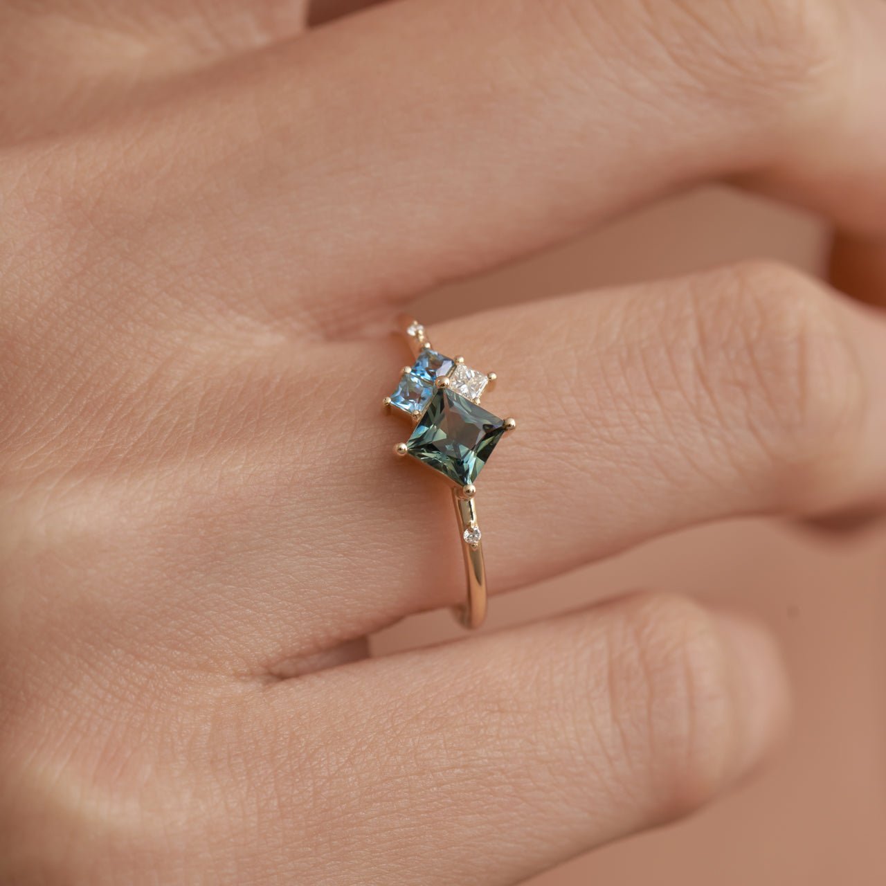 Ocean Cluster Ring - 0.55ct Sapphire - Rings - Raelyn Rose Jewellery
