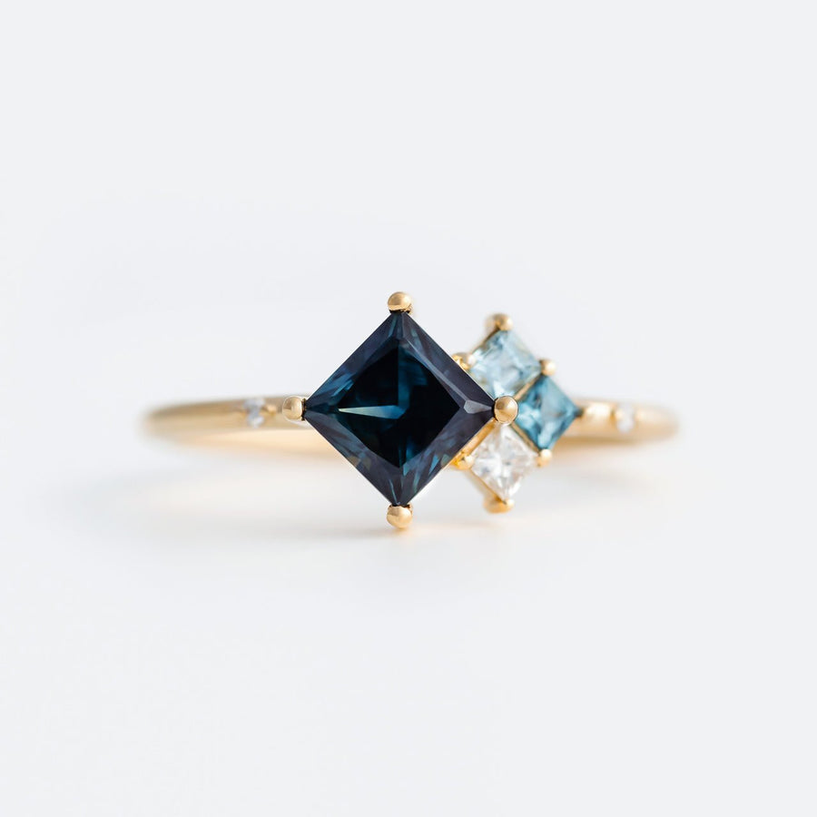 Ocean Cluster Ring - 1ct Sapphire - Rings - Raelyn Rose Jewellery