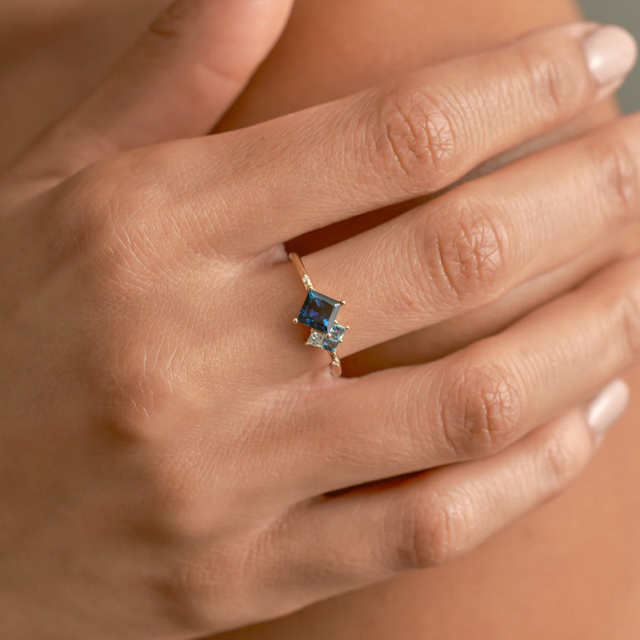 Ocean Cluster Ring - 1ct Sapphire - Rings - Raelyn Rose Jewellery