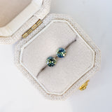 LSKU060: Australian Sapphire, 0.57cts Round Cut, Yellow/Green/Teal Parti, Matched Pair