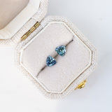 LSKU063: Australian Sapphire, 0.70cts Trilliant Cut, Blue/Teal Parti, Matched Pair