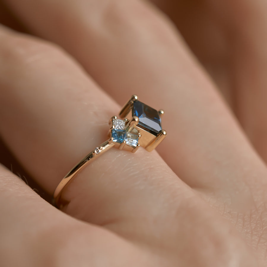 Ocean Cluster Ring - 0.92ct Sapphire - Raelyn Rose Jewellery