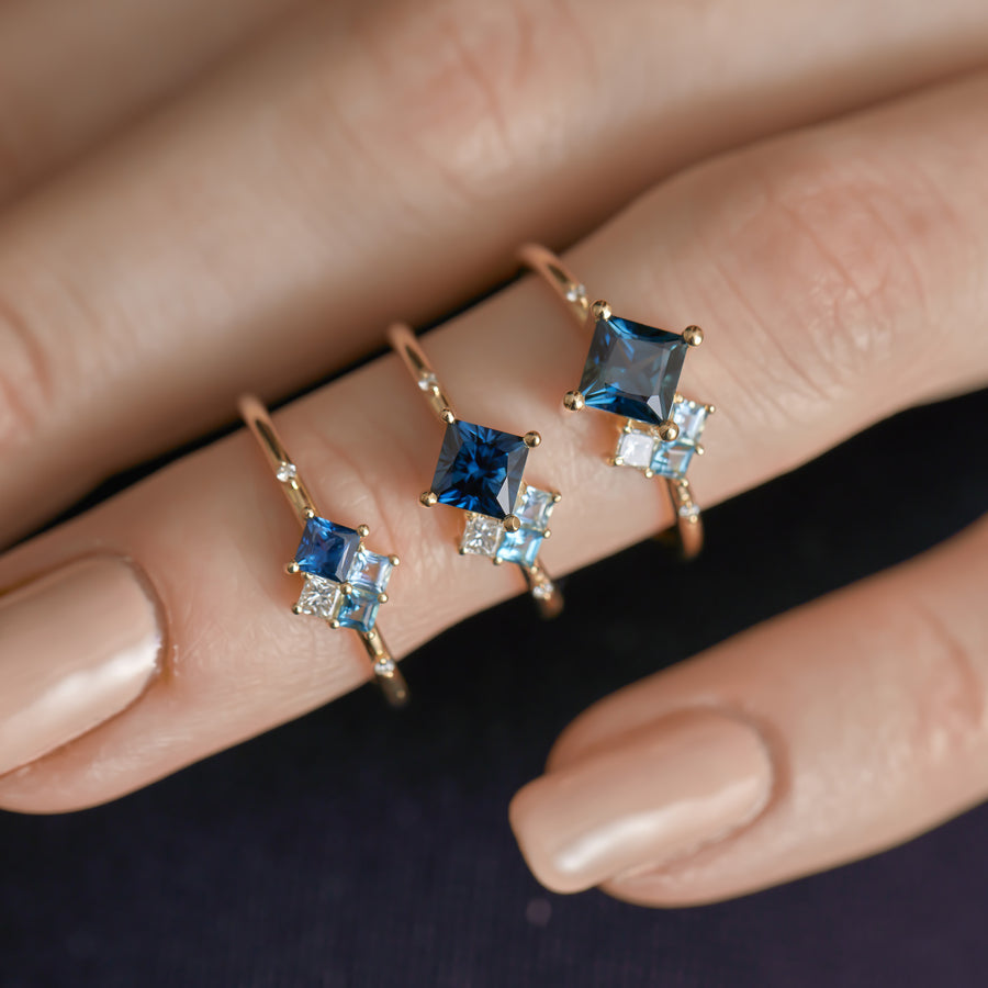 Ocean Cluster Ring - 0.92ct Sapphire - Raelyn Rose Jewellery
