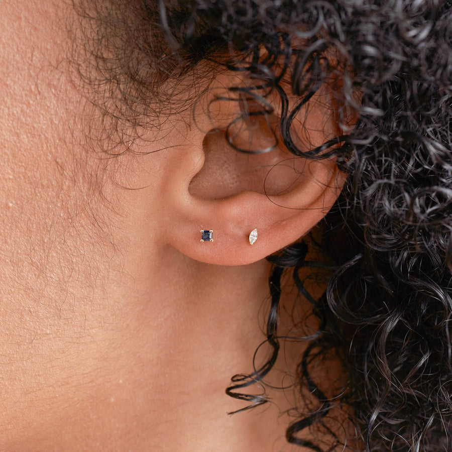 Mini Earrings - 2mm Square Sapphire - Earrings - Raelyn Rose Jewellery