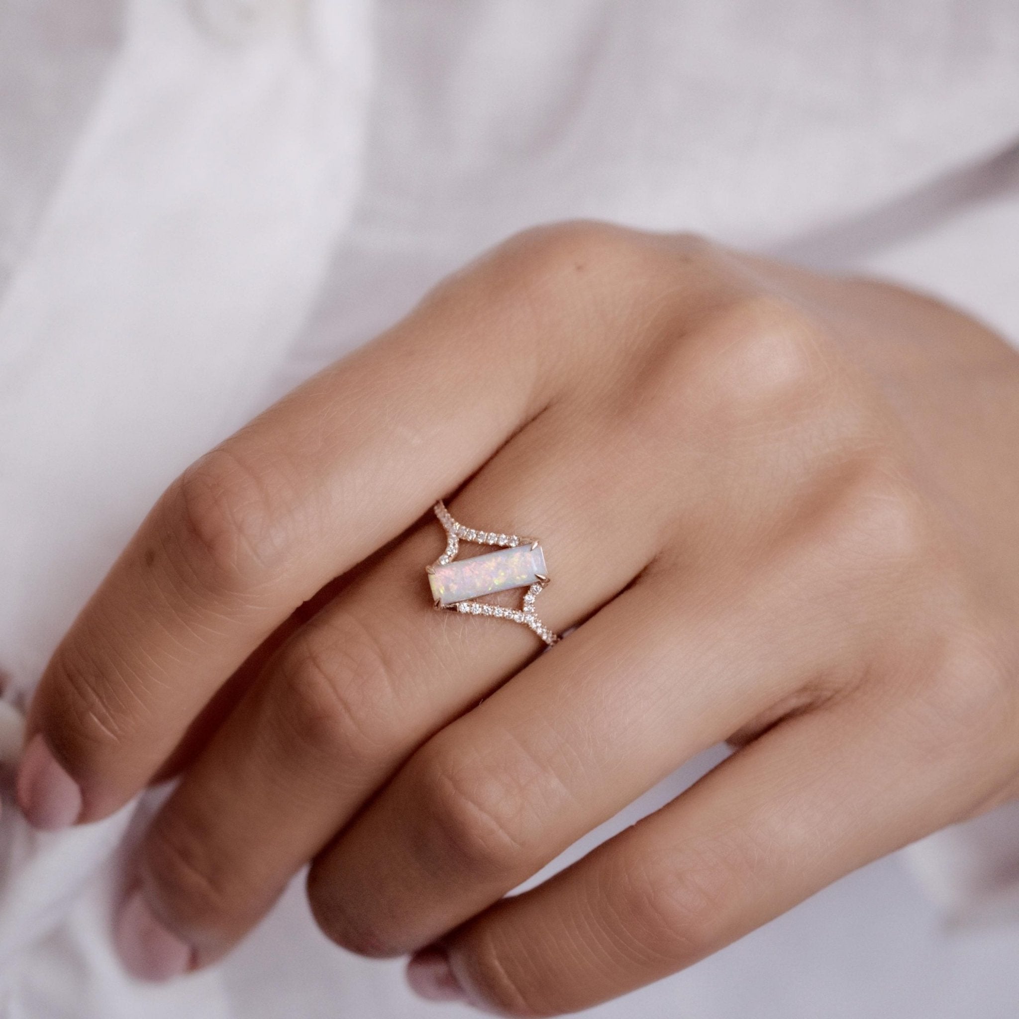 Opal Snow Trail Ring - Rings - Raelyn Rose Jewellery
